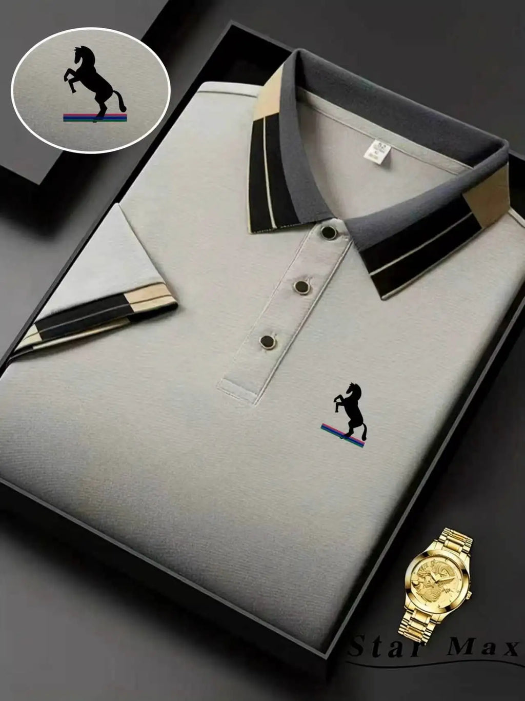 Men's Horse Embroidery Polo Shirt | Milan-Style Smart Casual Short Sleeve