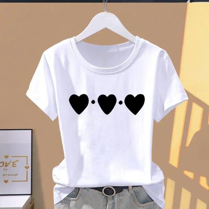 Mamiri-Store Women's Classic Pink Trapezoid Print Modal T-Shirt