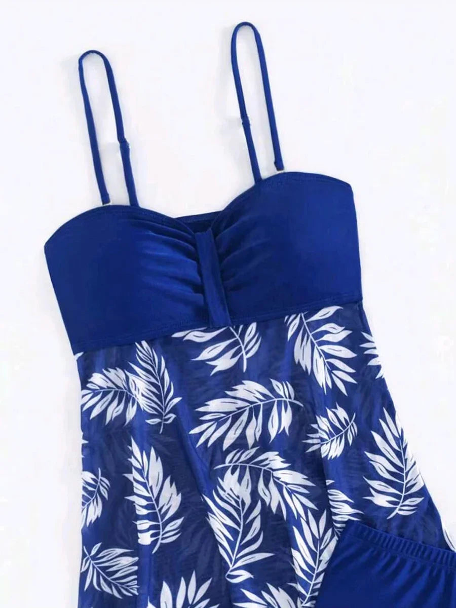 Women's Tankini Dress with Shorts | Padded Printed Swim Set