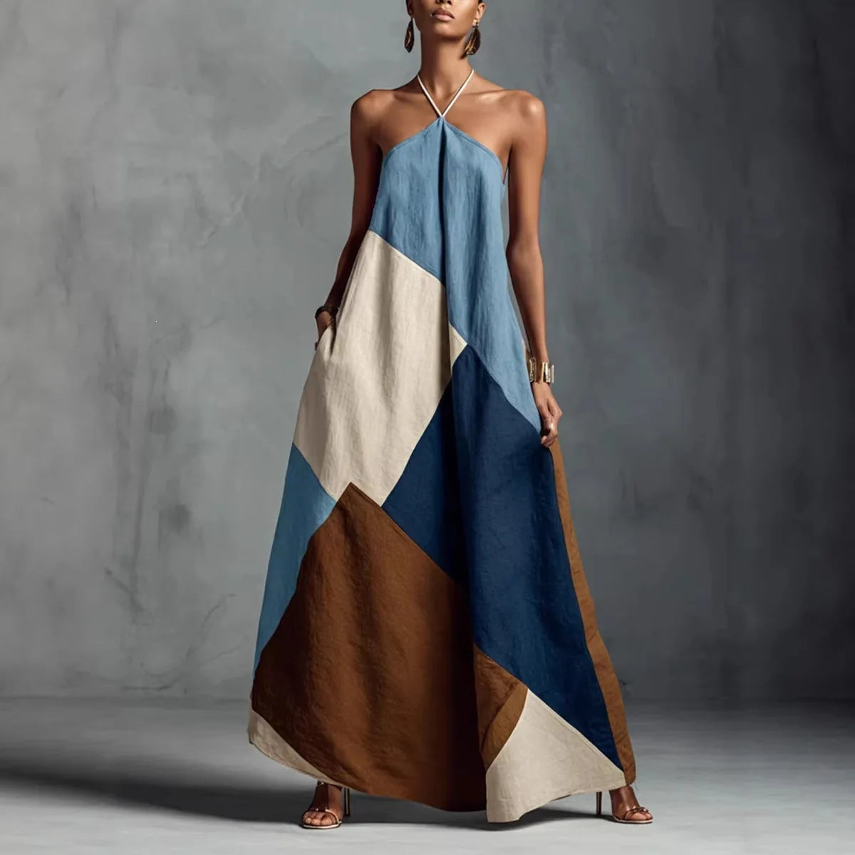 Mamiri-Store Women's Printed Strapless Ankle-Length Casual Maxi Dress