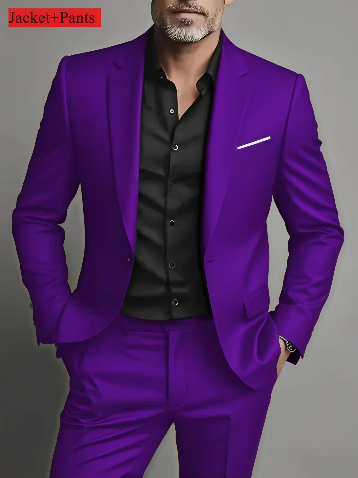 Mamiri-Store. 2 Pieces Extra Large Size Men's Suit Set for Wedding, Prom, and Business