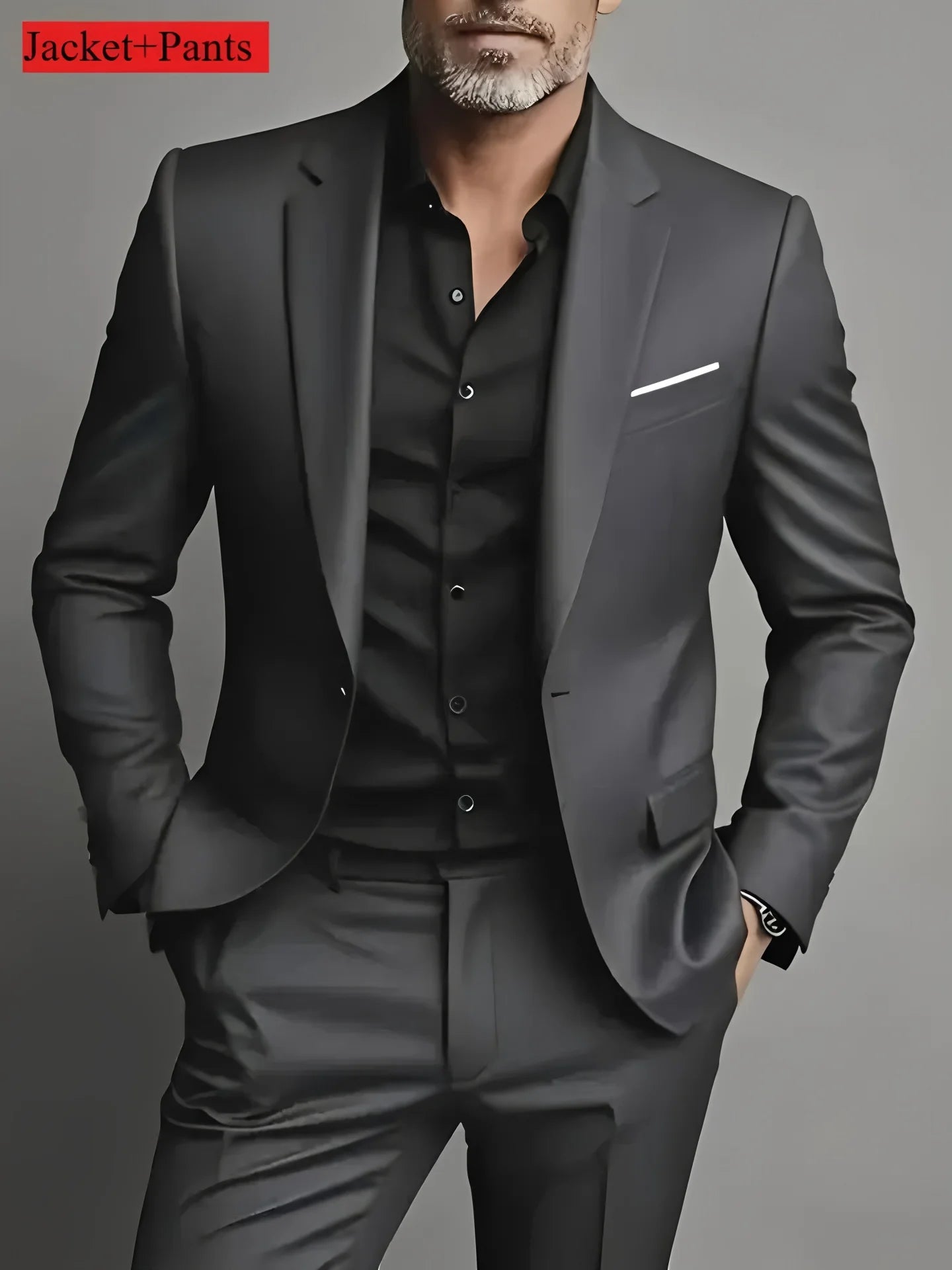 Mamiri-Store. 2 Pieces Extra Large Size Men's Suit Set for Wedding, Prom, and Business