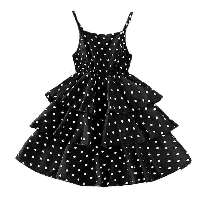 Elegant Summer Polka Dot Princess Dress for Girls