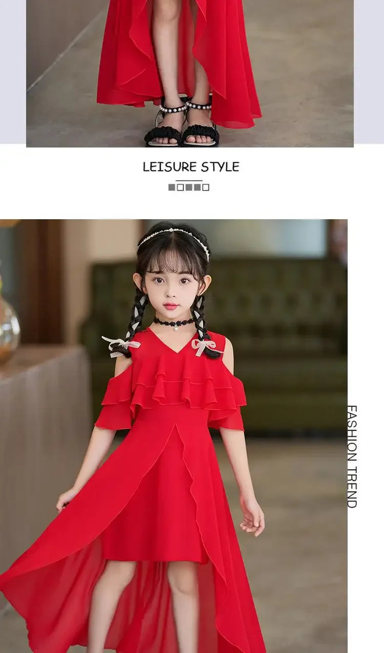 Girls Summer Boho Chiffon Maxi Beach Dress