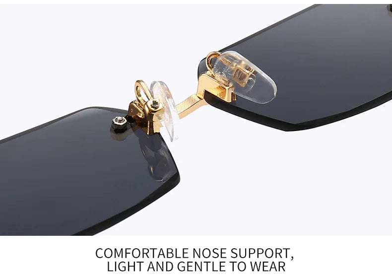 Rimless Rectangle Sunglasses | Unisex Small Square Sun Glasses