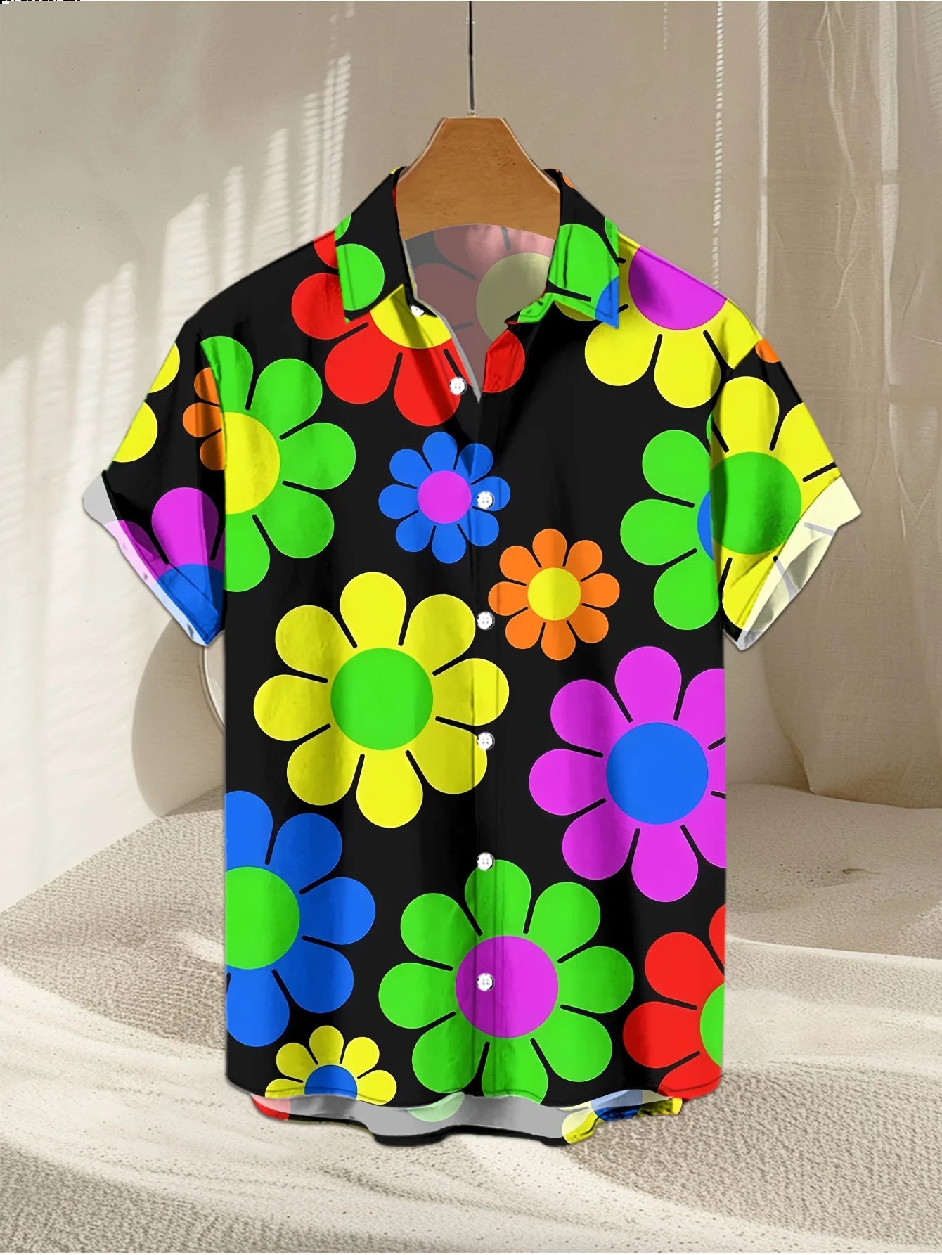 Men's 3D Floral Print Hawaiian Shirt | Oversized Beach Vacation Shirt