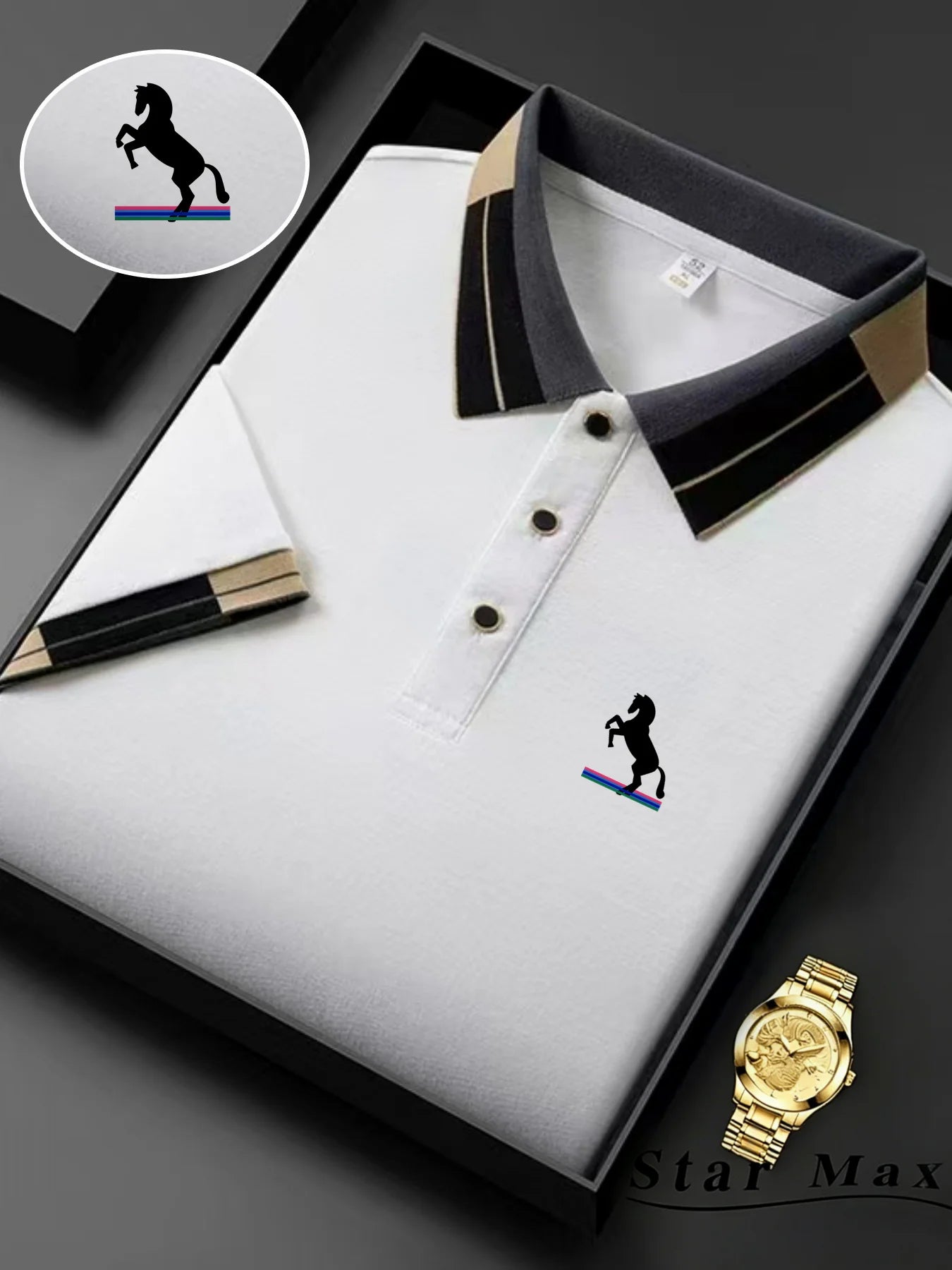 Men's Horse Embroidery Polo Shirt | Milan-Style Smart Casual Short Sleeve