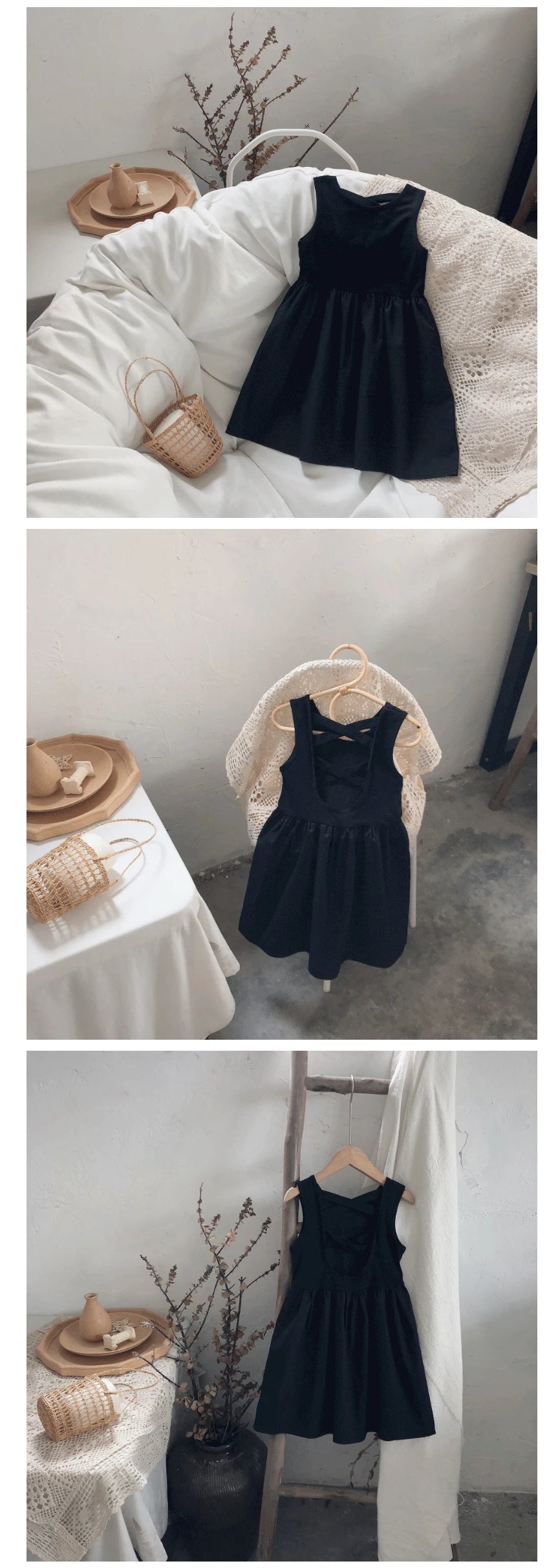 Girls Elegant Black Tutu Backless Party Dress