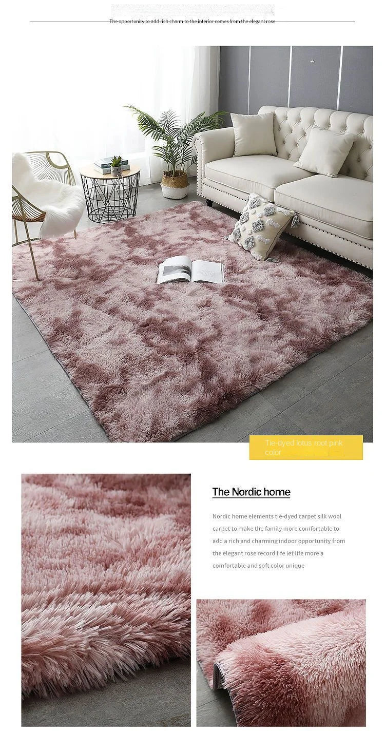 VIKAMA Tie-Dye Plush Area Rug | Soft Fluffy Non-Slip Home & Kids Mat