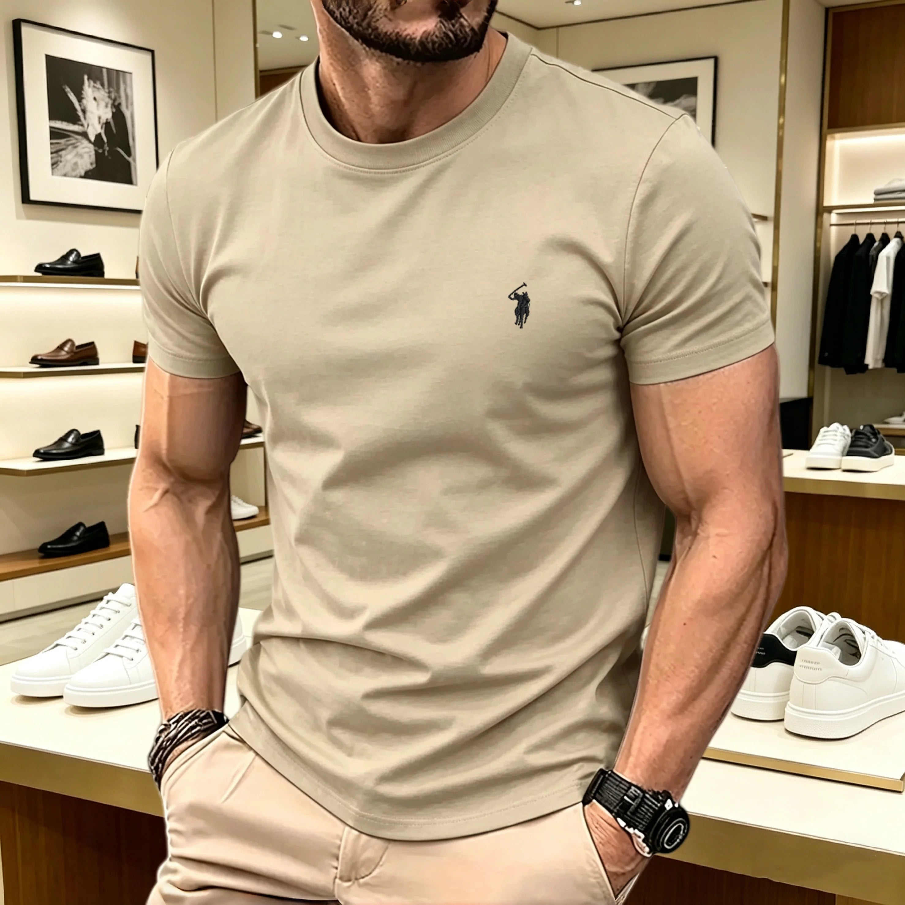 Mamiri Store Embroidery Cotton T-Shirt
