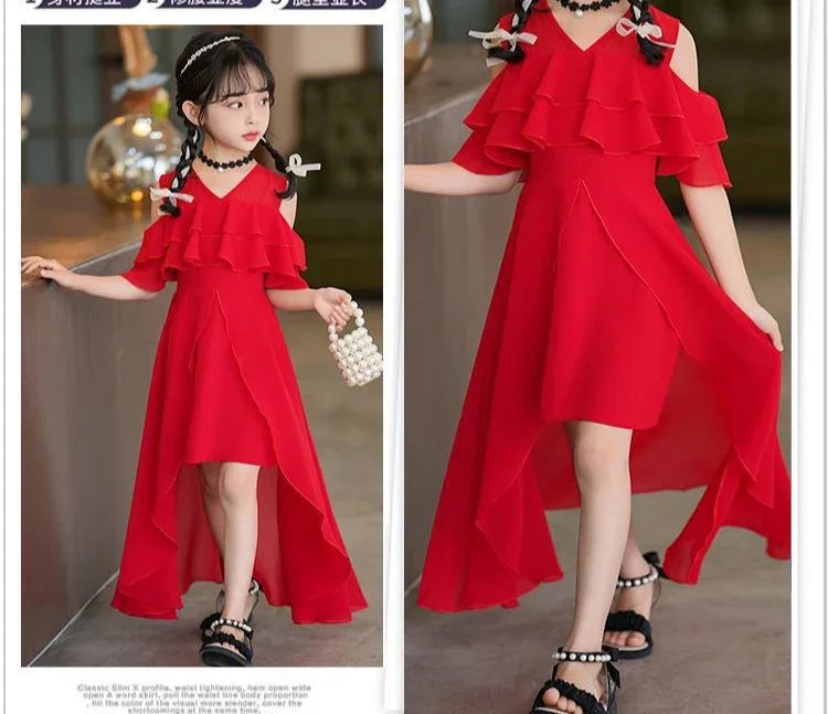 Girls Summer Boho Chiffon Maxi Beach Dress
