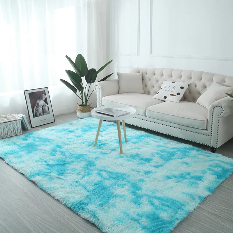 VIKAMA Tie-Dye Plush Area Rug | Soft Fluffy Non-Slip Home & Kids Mat