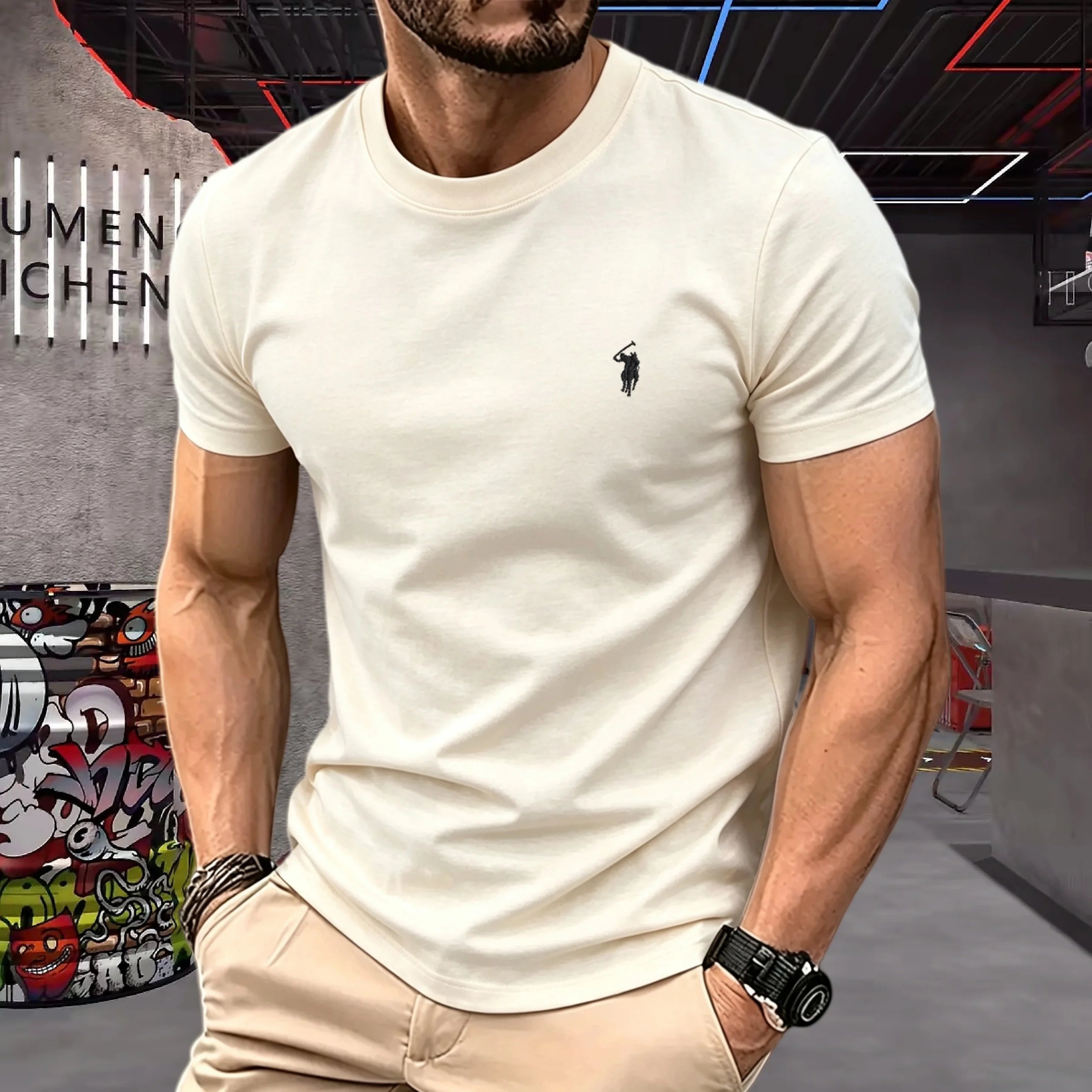 Mamiri Store Embroidery Cotton T-Shirt