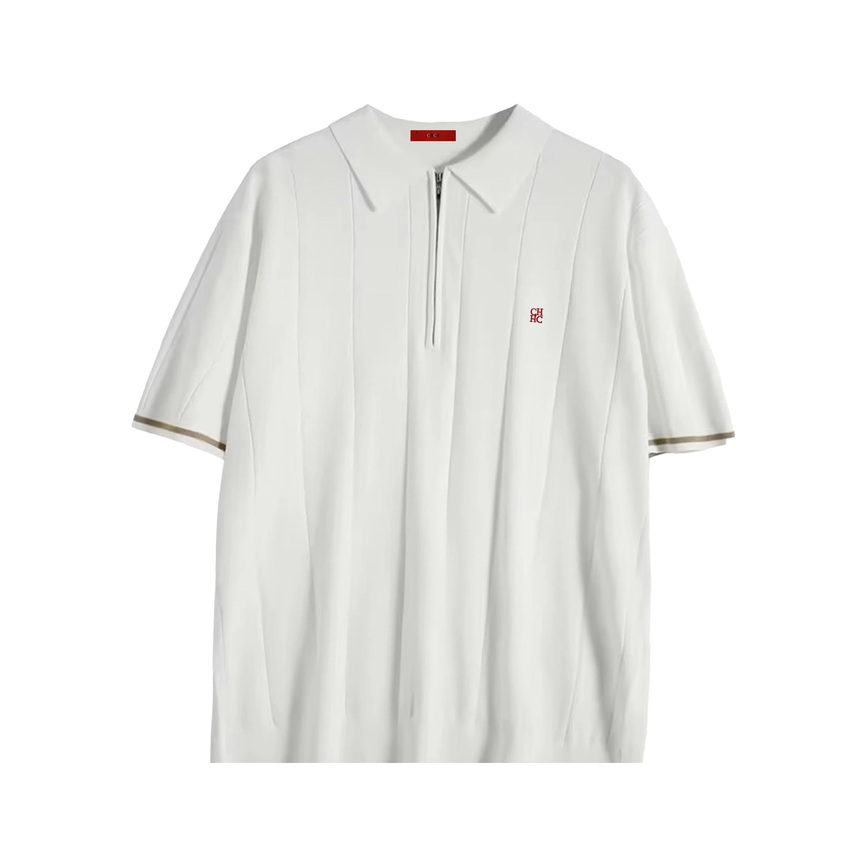 Mamiri-Store CHCH Men's Ribbed Knit Polo Shirt | Breathable Summer Smart Casual