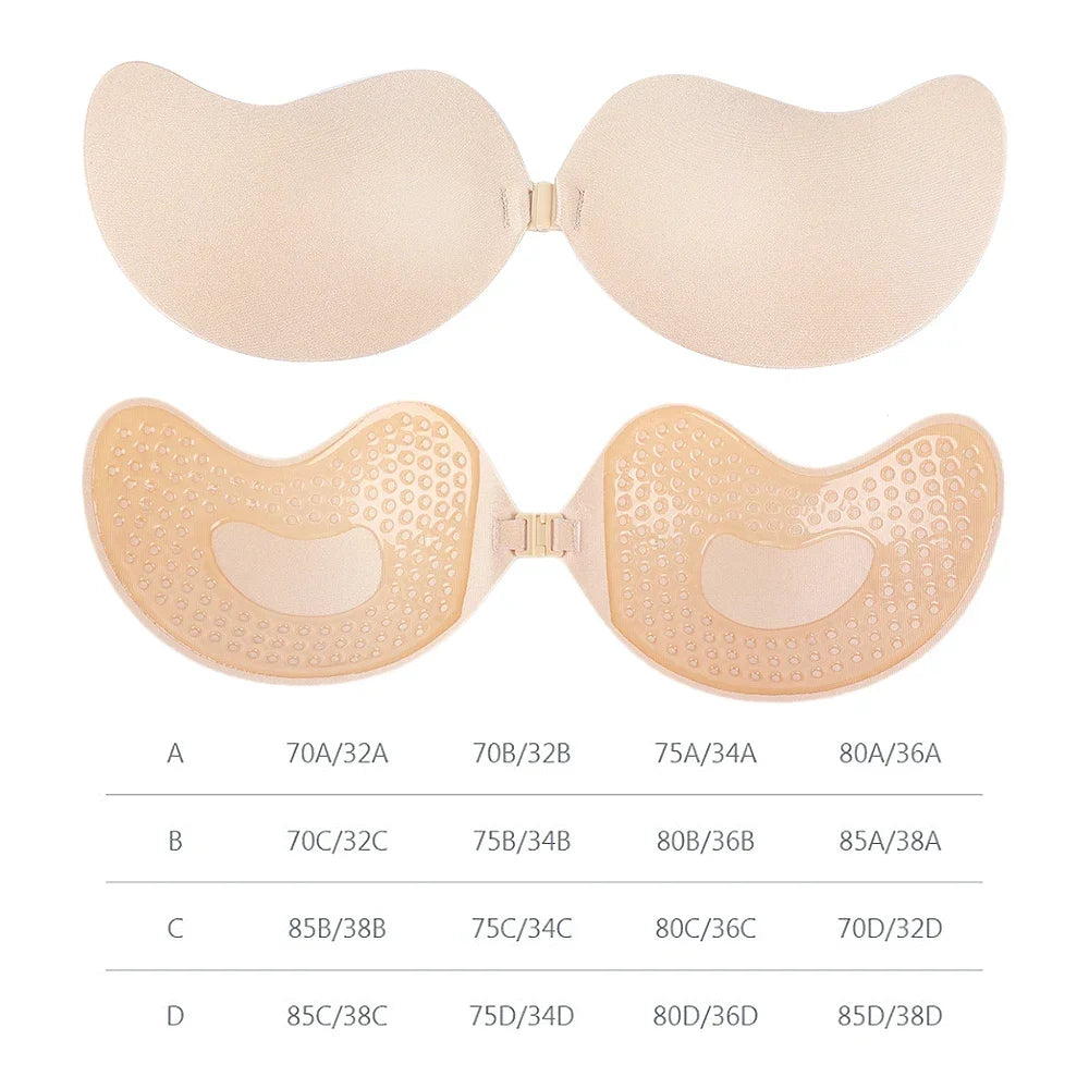 Invisible Strapless Push-Up Bra | Silicone Self-Adhesive Backless Bra