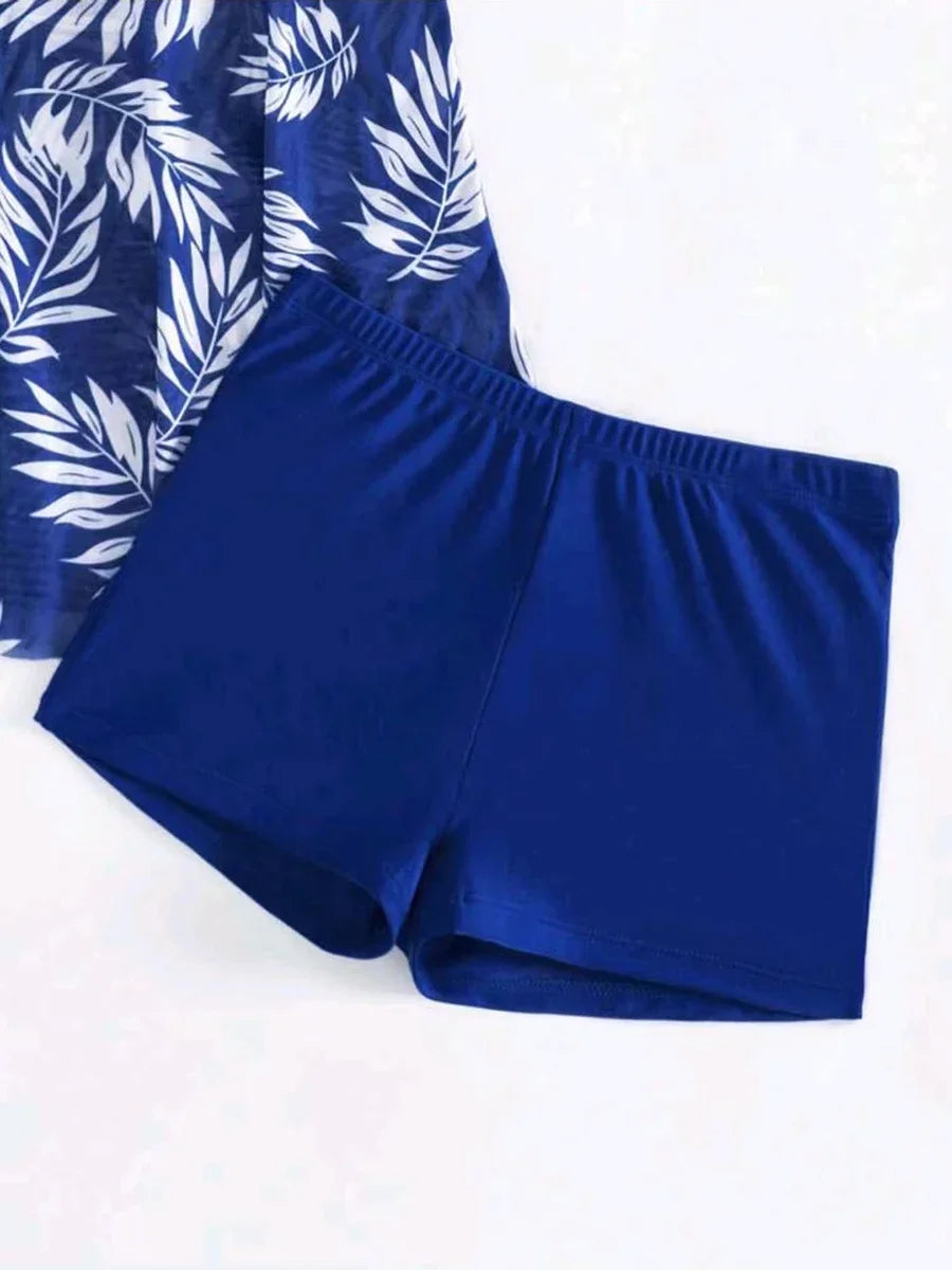 Women's Tankini Dress with Shorts | Padded Printed Swim Set