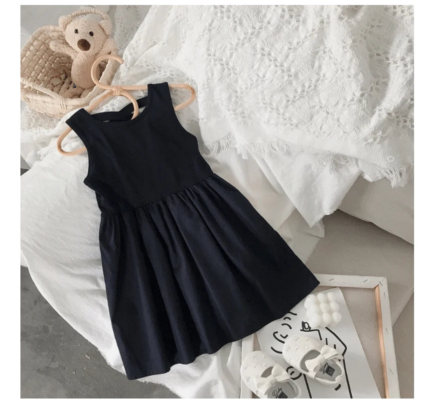 Girls Elegant Black Tutu Backless Party Dress