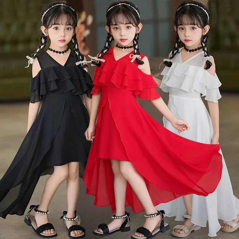 Girls Summer Boho Chiffon Maxi Beach Dress