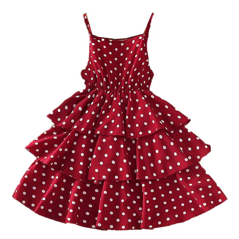Elegant Summer Polka Dot Princess Dress for Girls