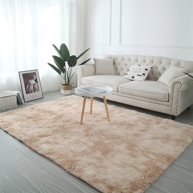 VIKAMA Tie-Dye Plush Area Rug | Soft Fluffy Non-Slip Home & Kids Mat