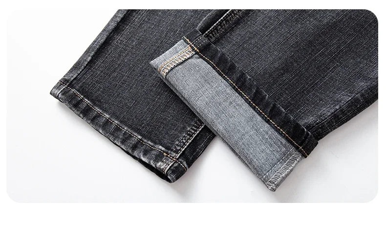 Men's Straight-Fit Stretch Business Jeans | Vintage Blue & Smoke Grey Denim