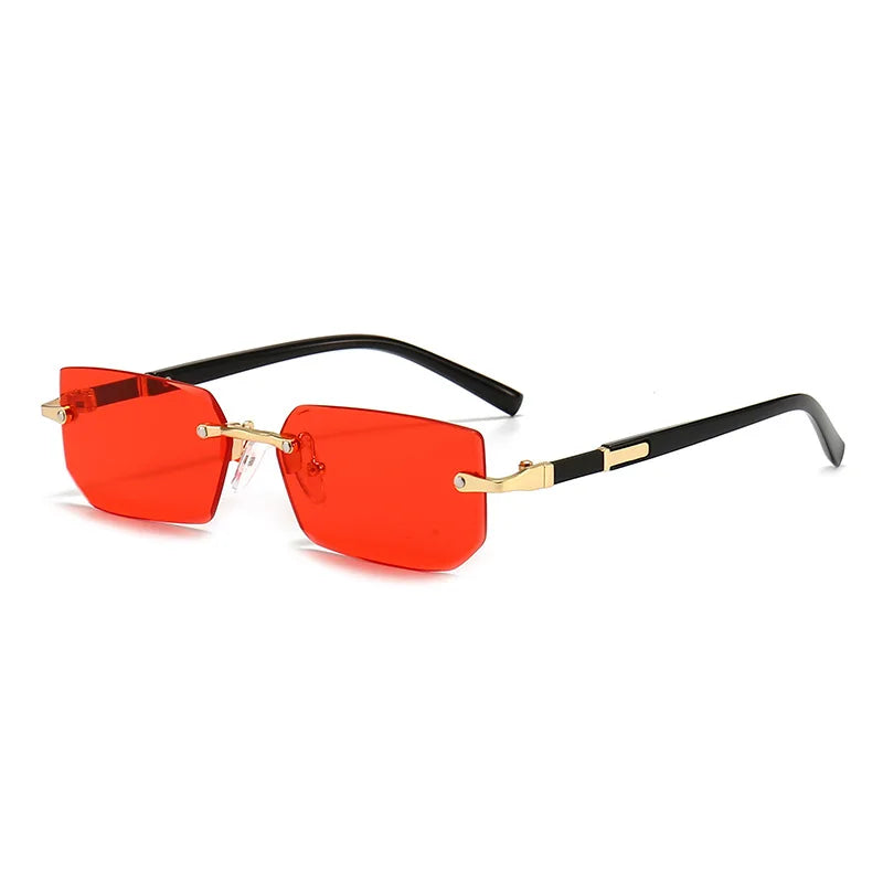 Rimless Rectangle Sunglasses | Unisex Small Square Sun Glasses