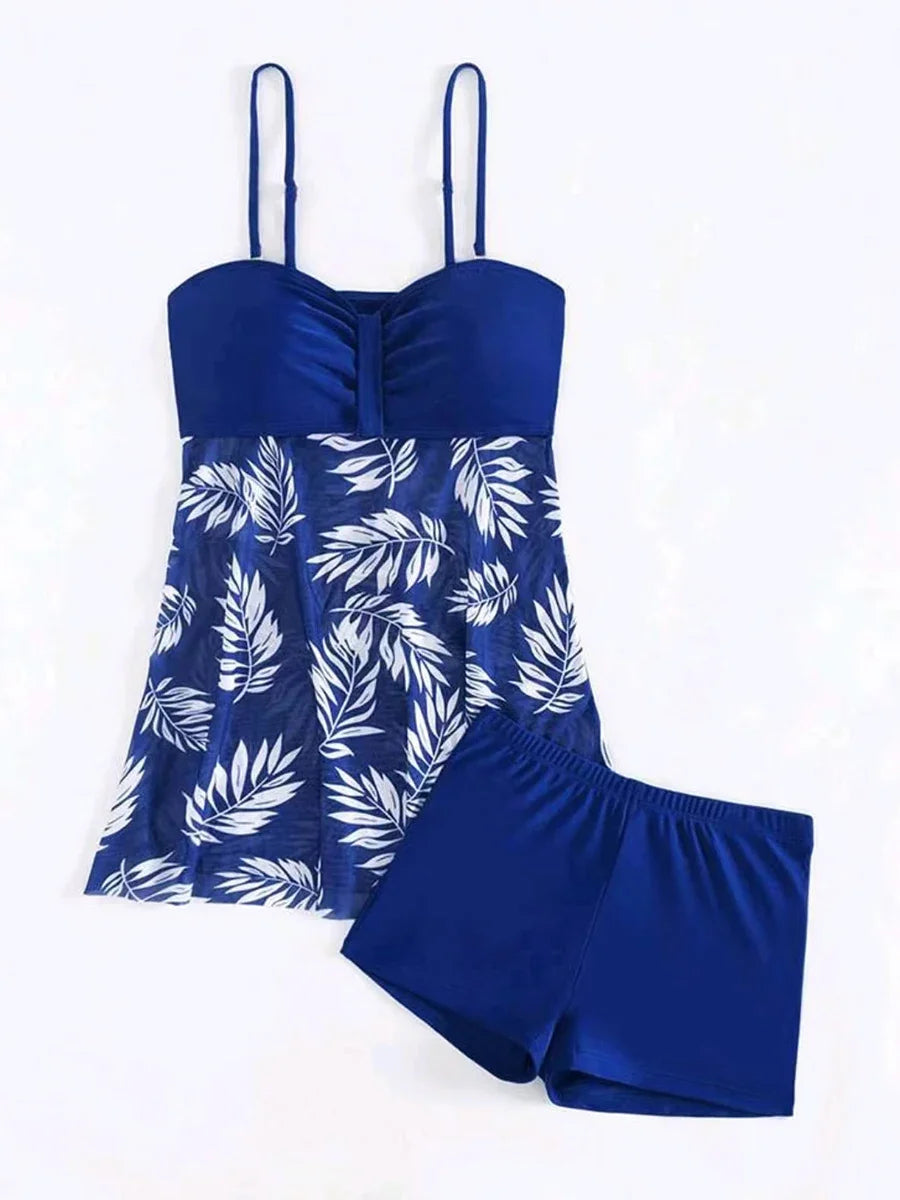 Women's Tankini Dress with Shorts | Padded Printed Swim Set