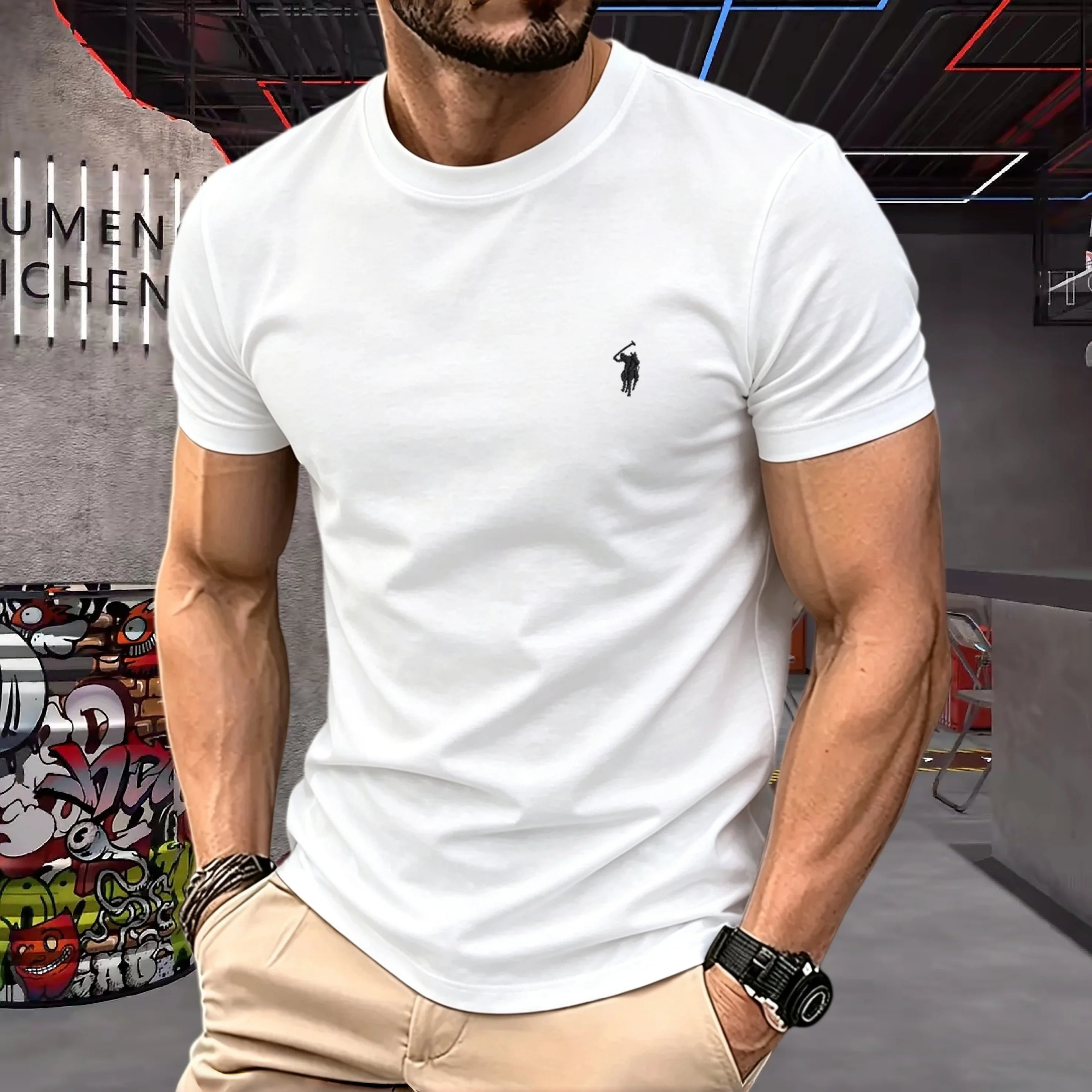 Mamiri Store Embroidery Cotton T-Shirt