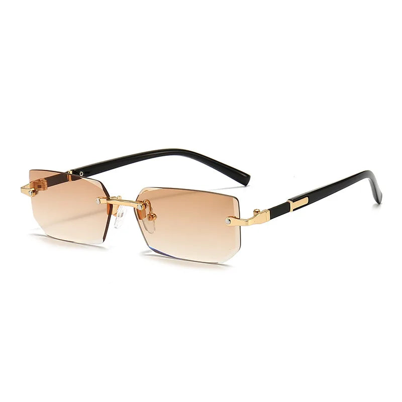 Rimless Rectangle Sunglasses | Unisex Small Square Sun Glasses