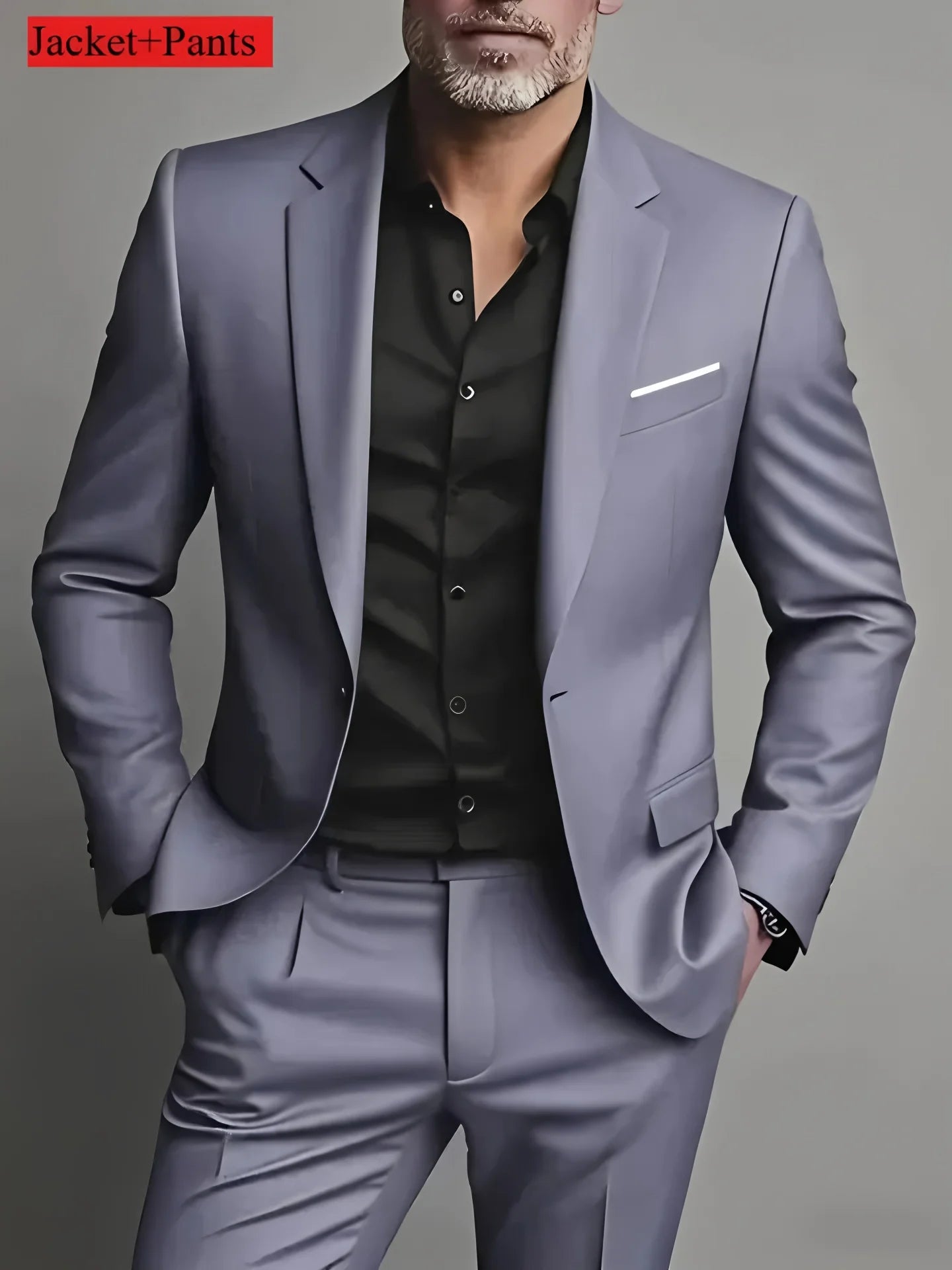 Mamiri-Store. 2 Pieces Extra Large Size Men's Suit Set for Wedding, Prom, and Business