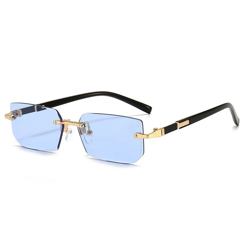 Rimless Rectangle Sunglasses | Unisex Small Square Sun Glasses