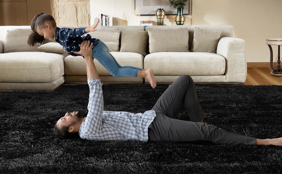 VIKAMA Tie-Dye Plush Area Rug | Soft Fluffy Non-Slip Home & Kids Mat