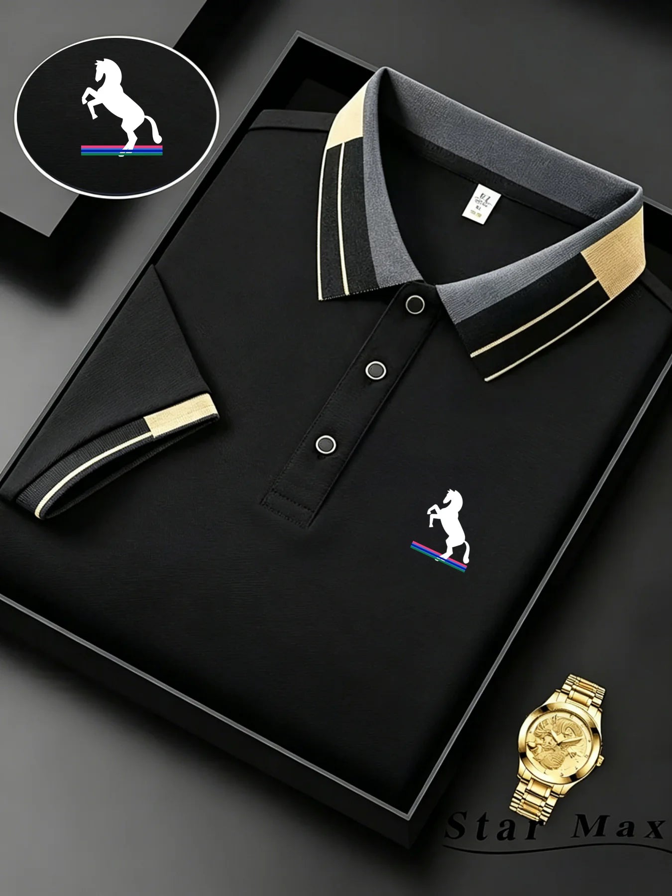 Men's Horse Embroidery Polo Shirt | Milan-Style Smart Casual Short Sleeve