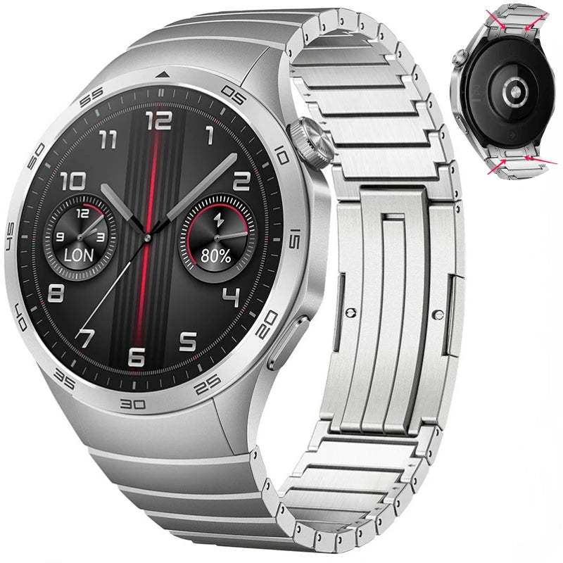 Mamiri-Store No-Gap Stainless Steel Band with Butterfly Buckle for Huawei Watch GT4 46mm