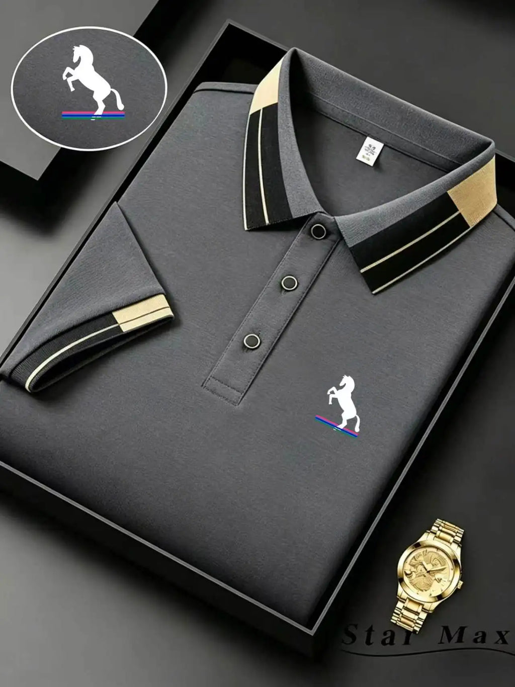 Men's Horse Embroidery Polo Shirt | Milan-Style Smart Casual Short Sleeve