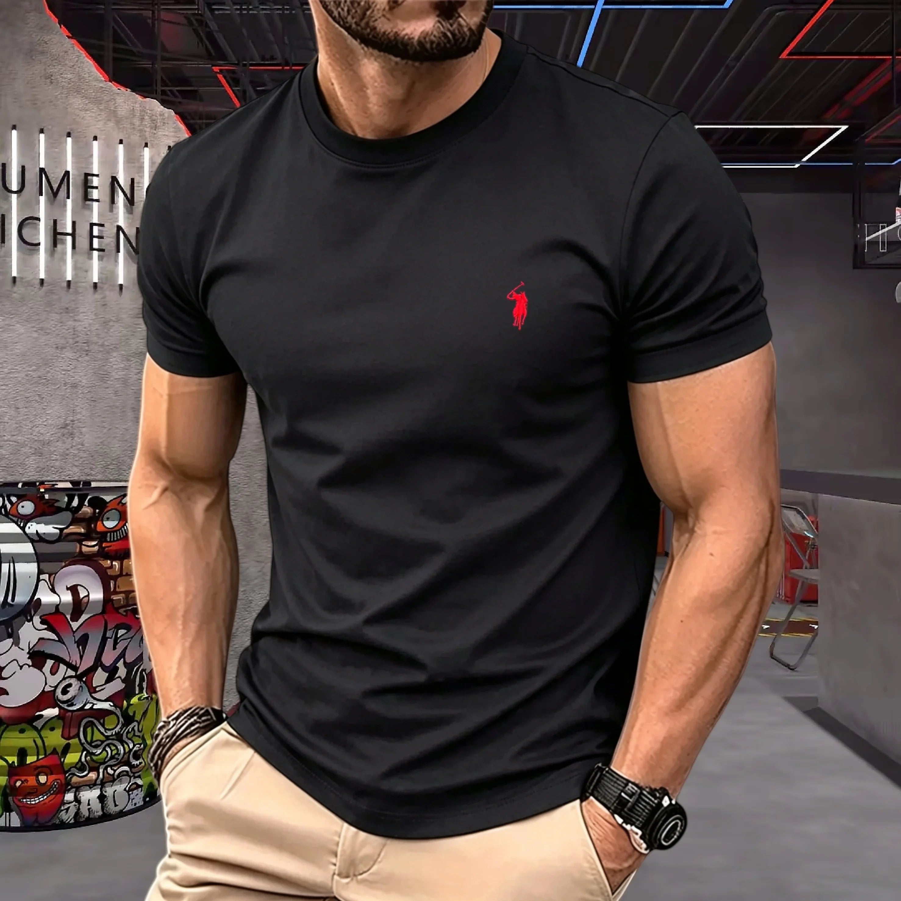 Mamiri Store Embroidery Cotton T-Shirt