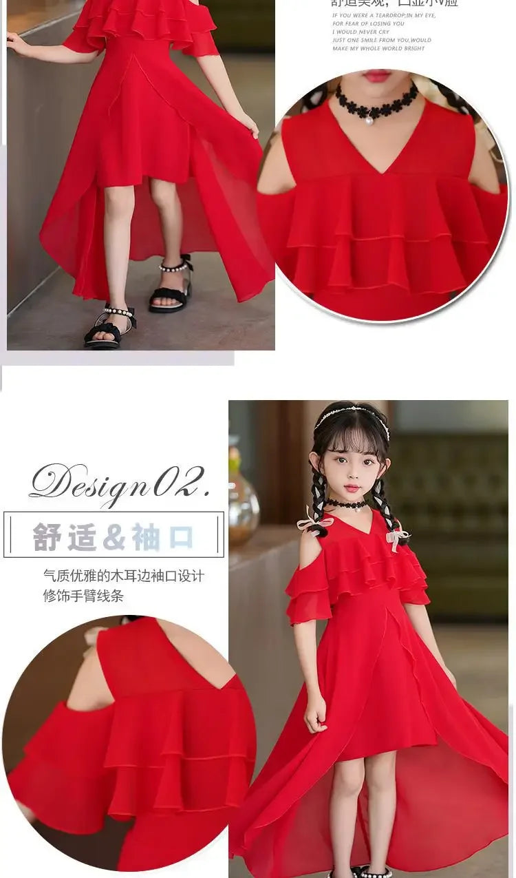Girls Summer Boho Chiffon Maxi Beach Dress