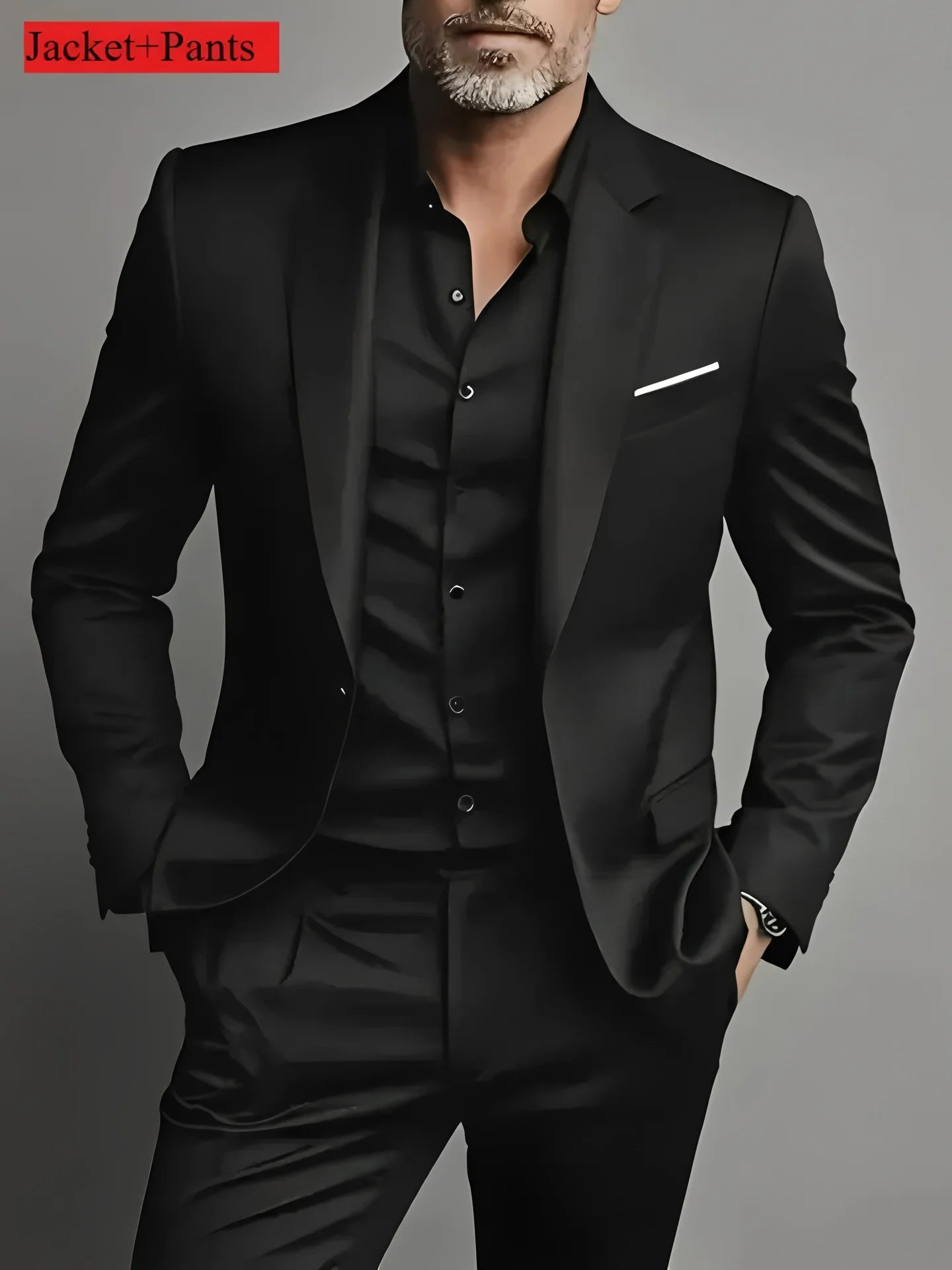 Mamiri-Store. 2 Pieces Extra Large Size Men's Suit Set for Wedding, Prom, and Business