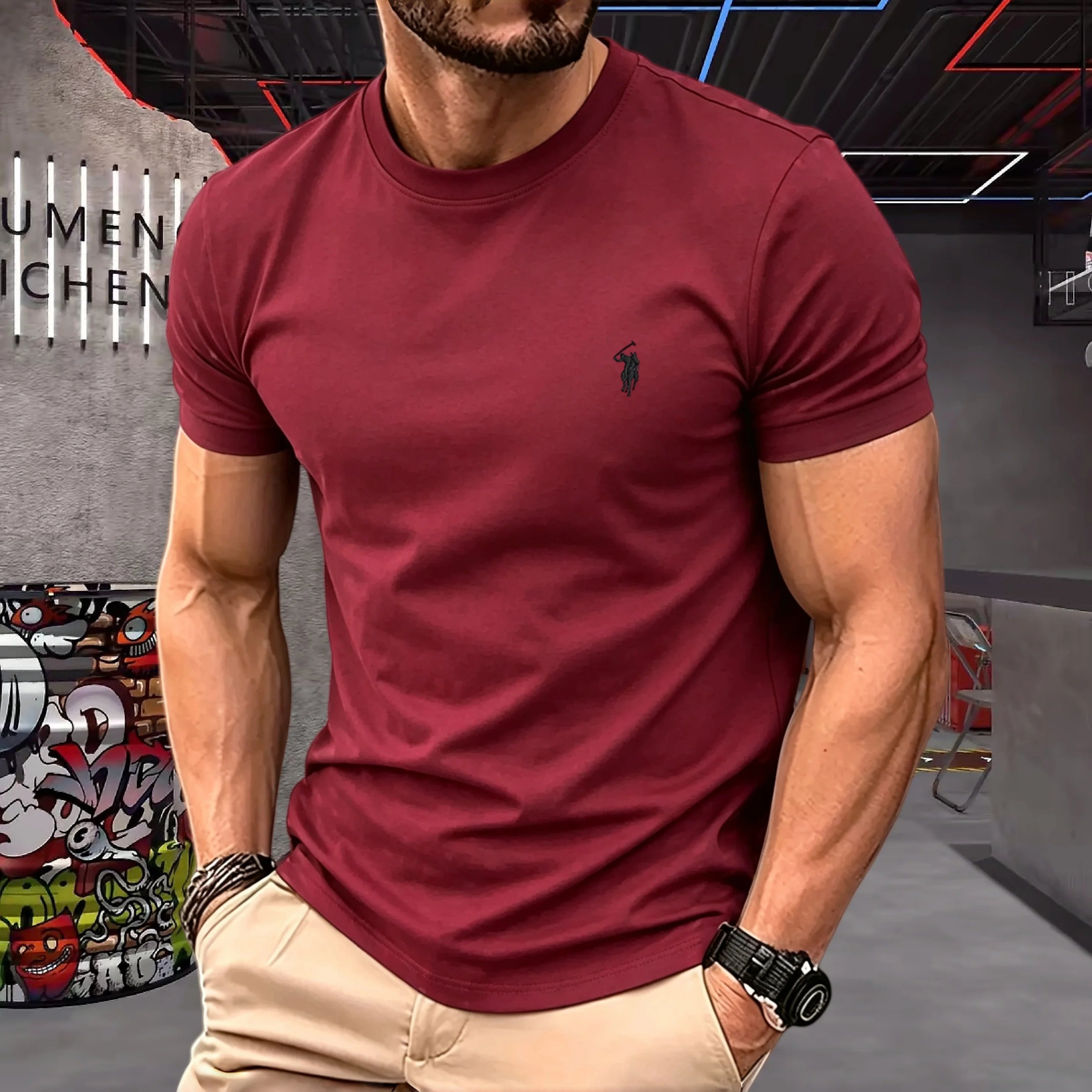 Mamiri Store Embroidery Cotton T-Shirt