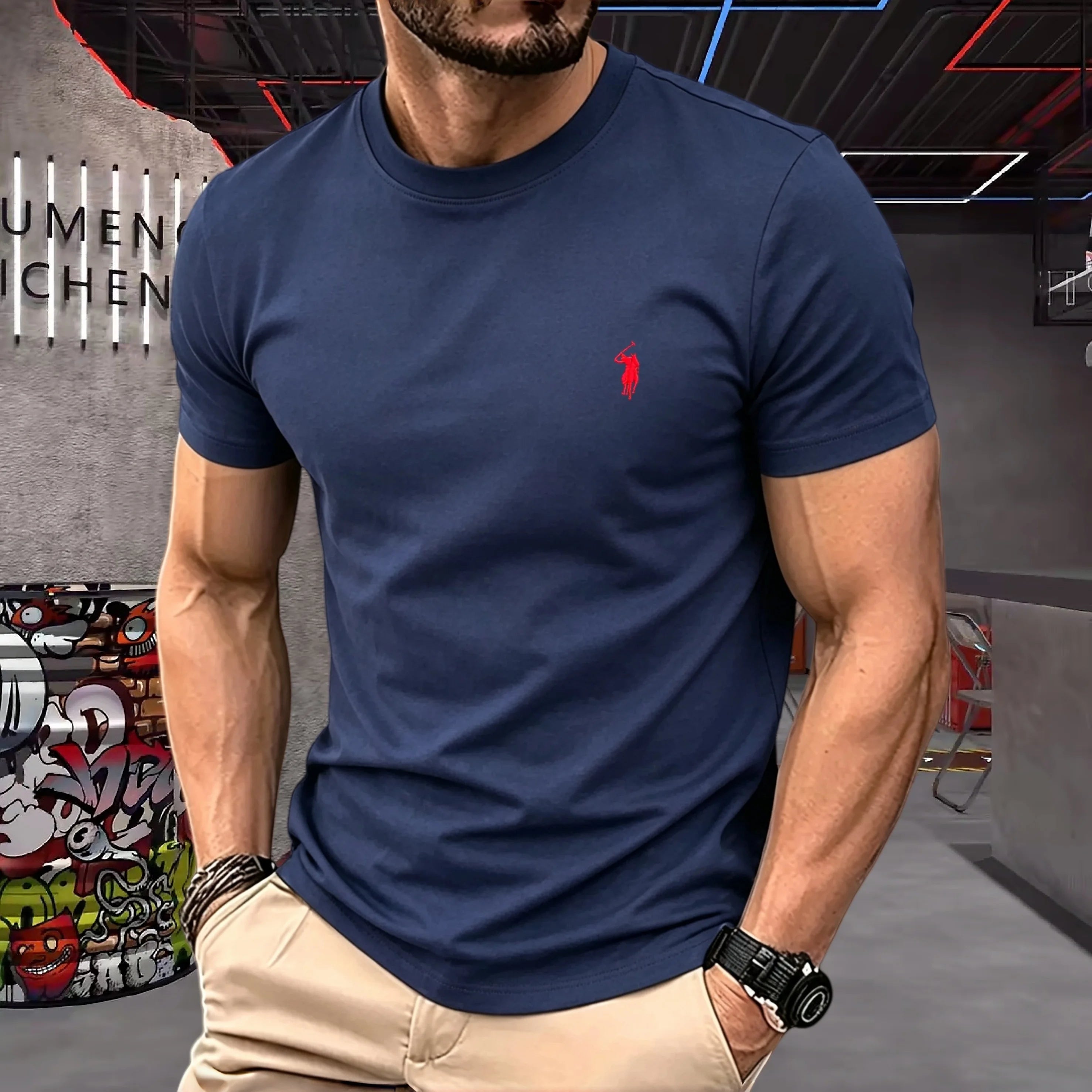 Mamiri Store Embroidery Cotton T-Shirt