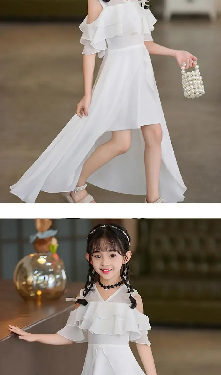 Girls Summer Boho Chiffon Maxi Beach Dress