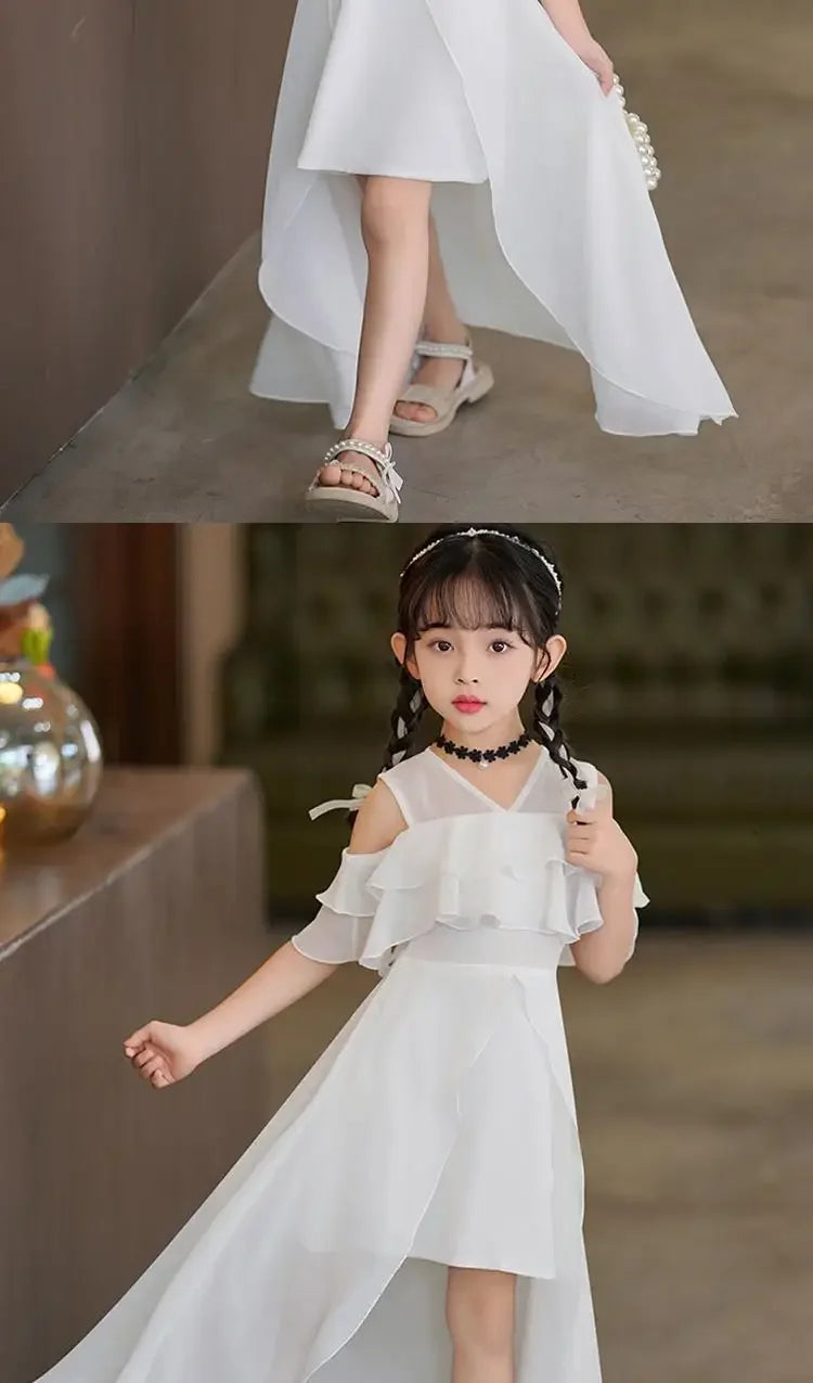 Girls Summer Boho Chiffon Maxi Beach Dress