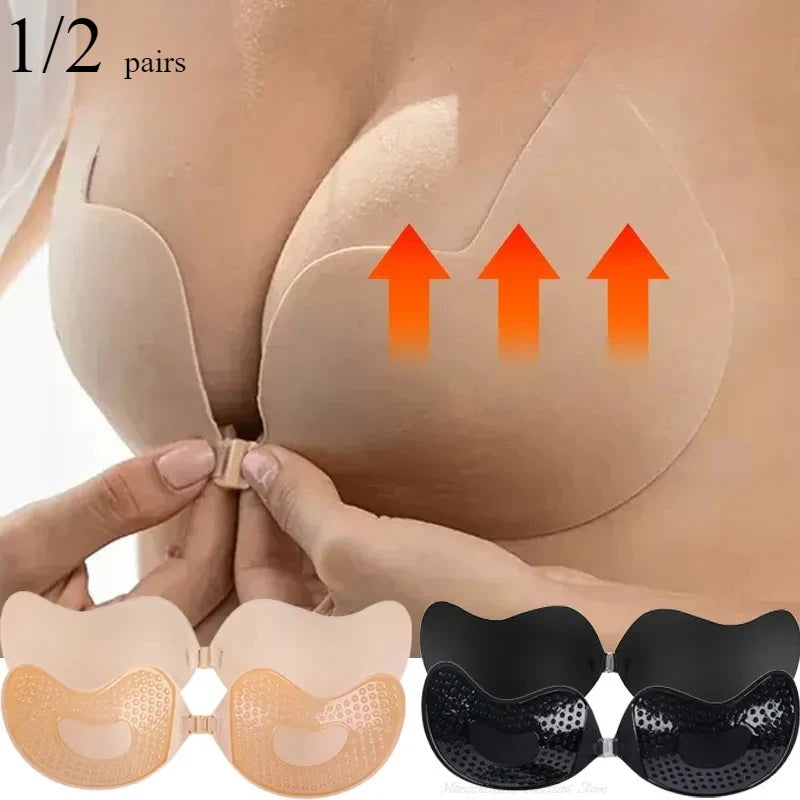 Invisible Strapless Push-Up Bra | Silicone Self-Adhesive Backless Bra