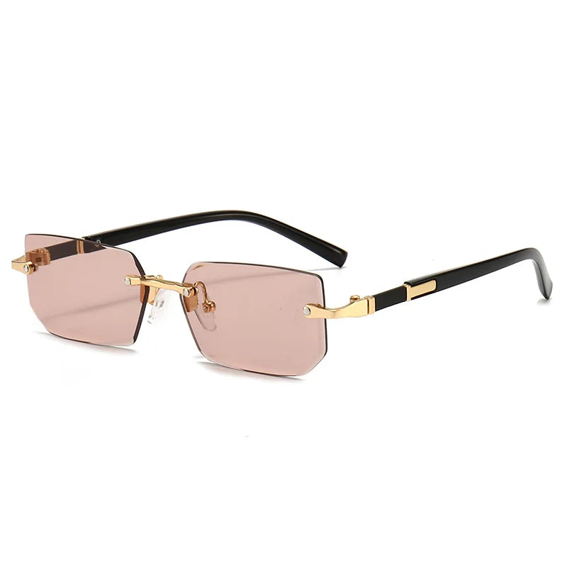 Rimless Rectangle Sunglasses | Unisex Small Square Sun Glasses