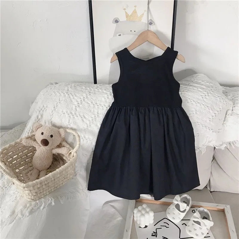 Girls Elegant Black Tutu Backless Party Dress