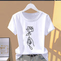 Mamiri-Store Women's Classic Pink Trapezoid Print Modal T-Shirt