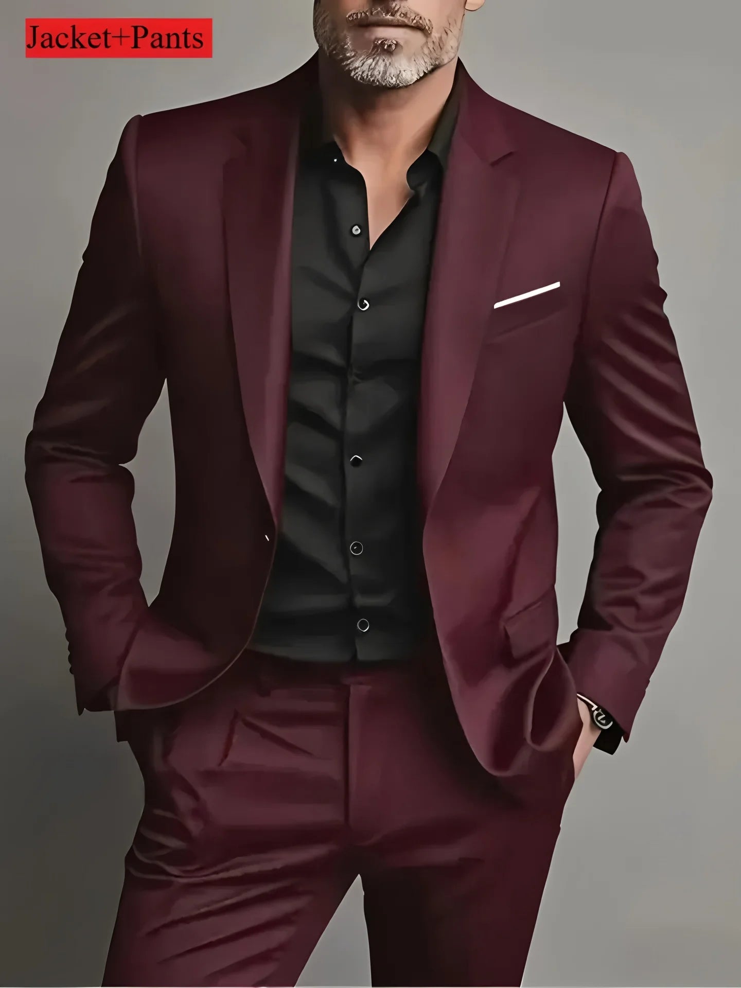 Mamiri-Store. 2 Pieces Extra Large Size Men's Suit Set for Wedding, Prom, and Business