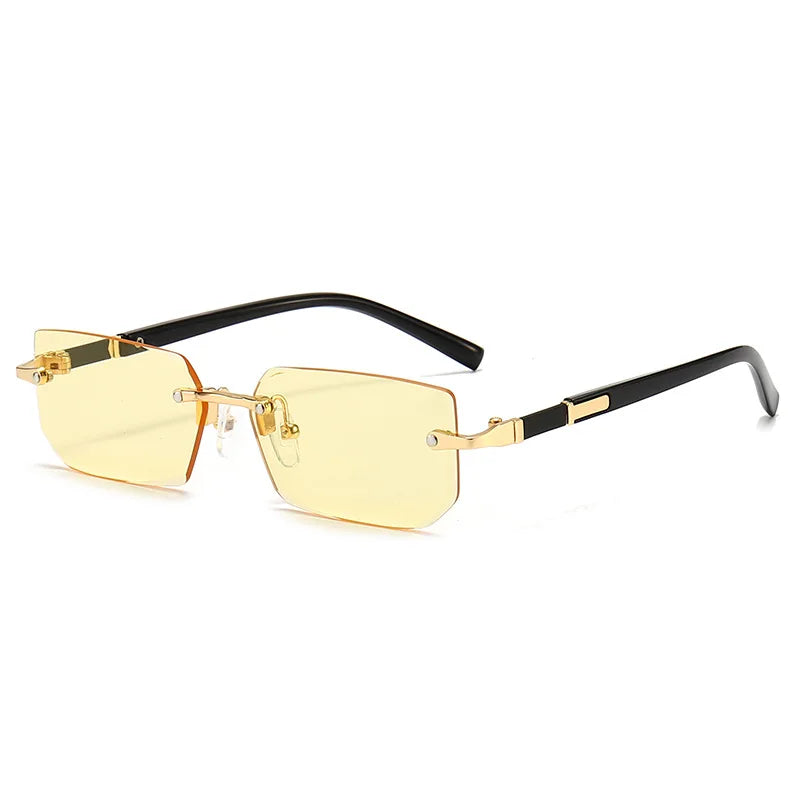 Rimless Rectangle Sunglasses | Unisex Small Square Sun Glasses