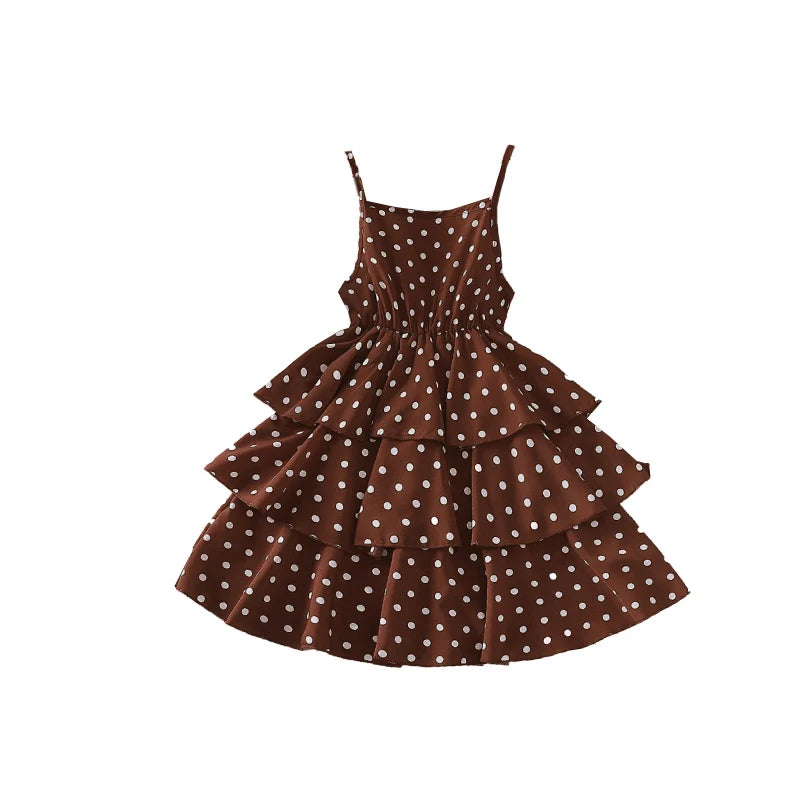 Elegant Summer Polka Dot Princess Dress for Girls