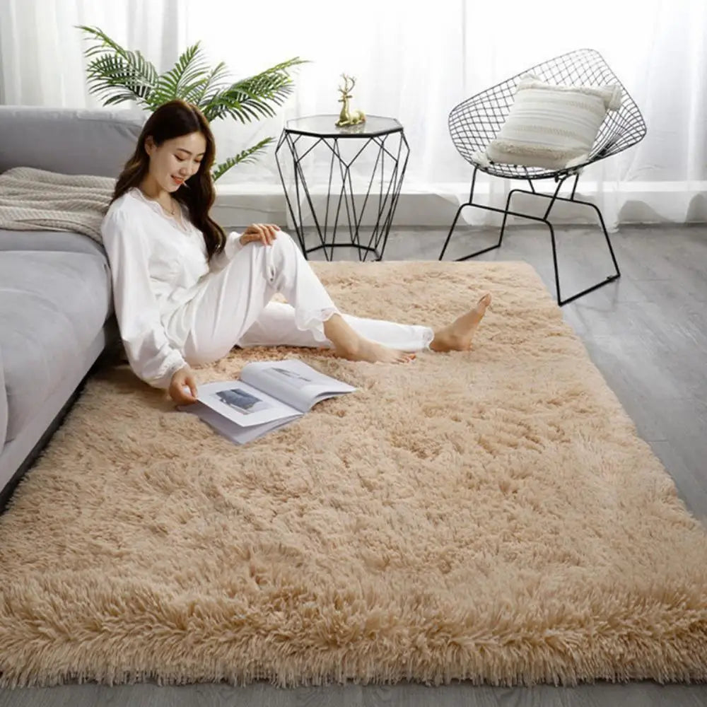 VIKAMA Tie-Dye Plush Area Rug | Soft Fluffy Non-Slip Home & Kids Mat